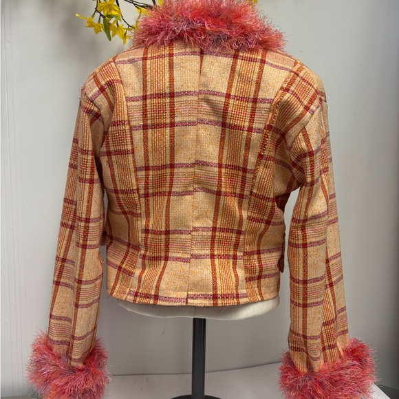 Plaid Jacket with Faux Fur Trim - Picture 4 of 5